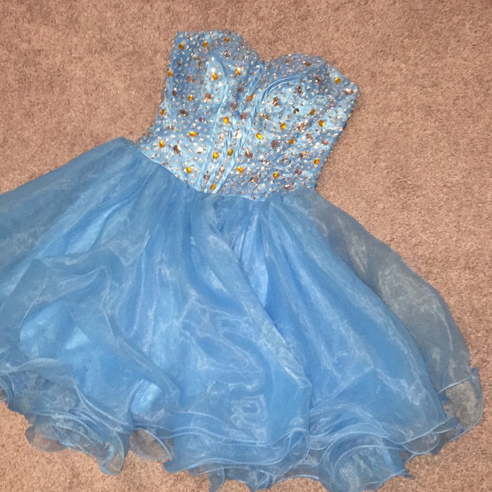 Blue dress with gems on top